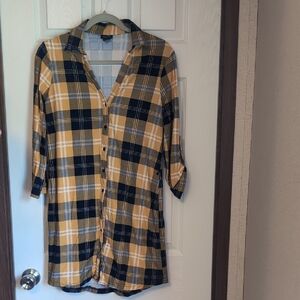 Rue21 Yellow and Black Plaid Shirt